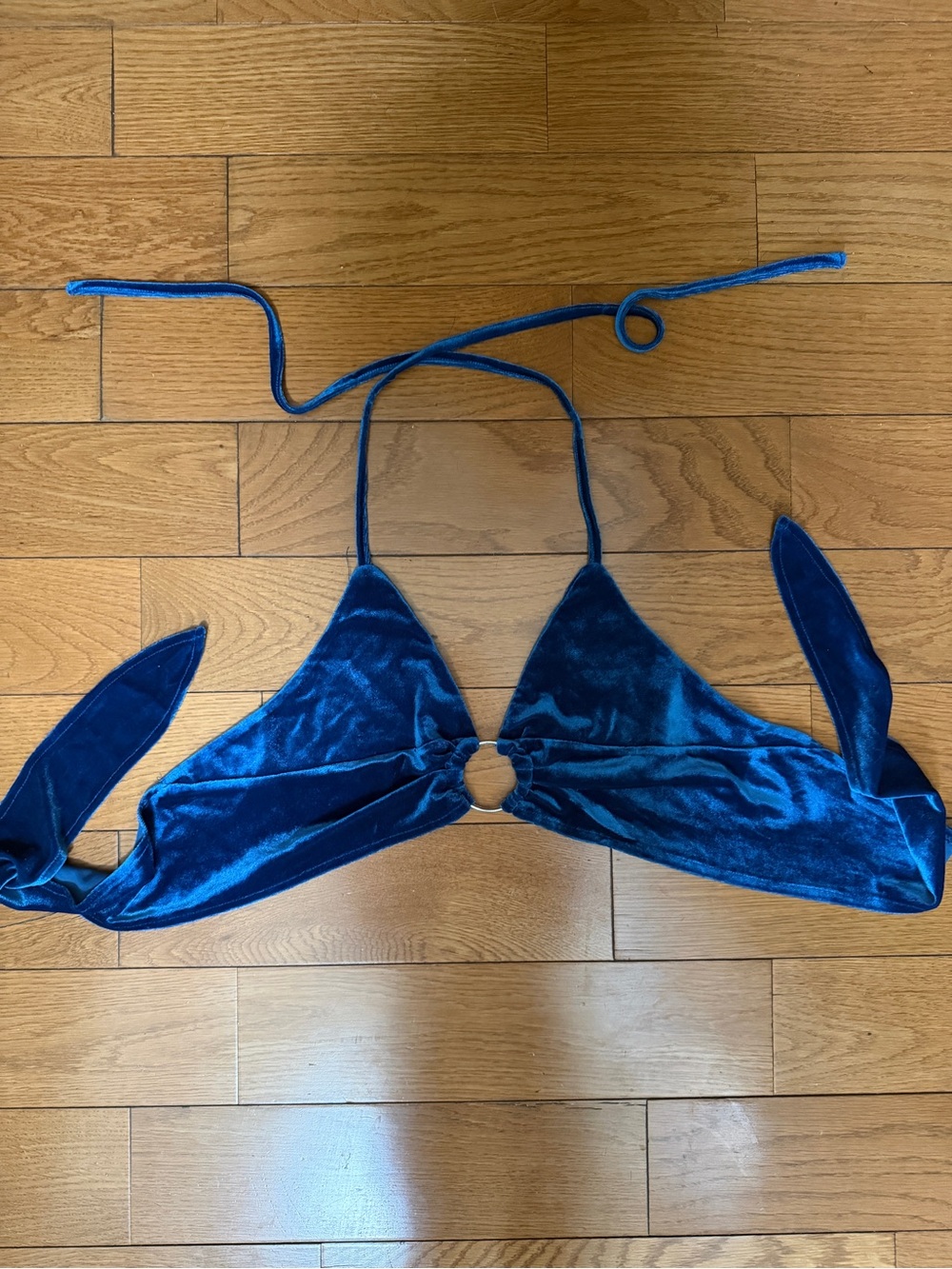 Velvet Ring Halter Bralette - Royal Blue